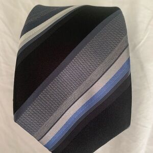 Kenneth Cole New York Black and Blue Striped Tie
